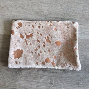 Pouch Clutch Beige Purse Zip Leather Calf Hair Bag Farmhouse Frocks Boho Western